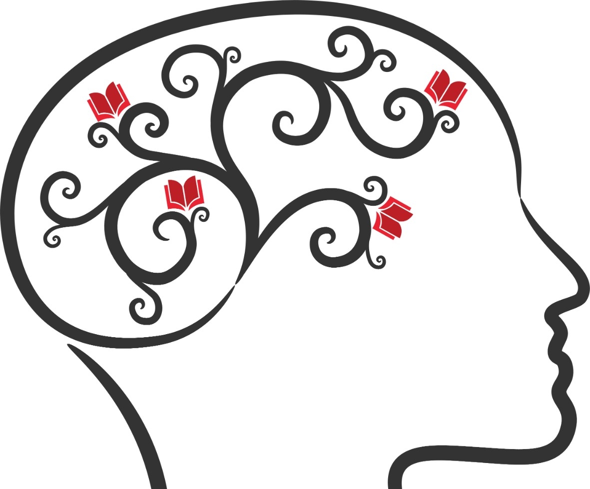 Image of a brain with vines and books