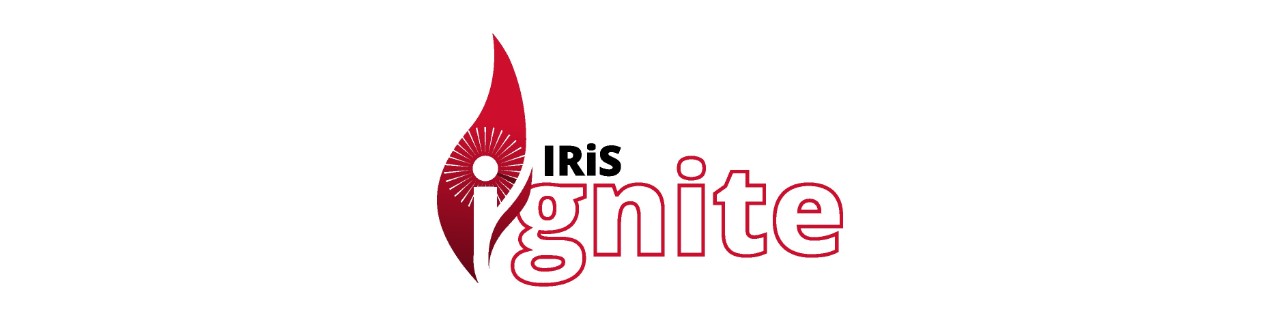 A graphic with the text "IRiS Ignite," illustrated with a flame and starburst behind the first "i" on "Ignite."